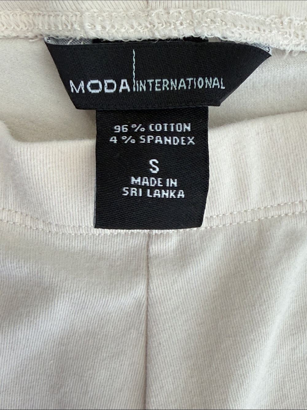 Victoria’s Secret MODA International Light Cream Cotton Spandex Stretch Leggings - Picture 3 of 4